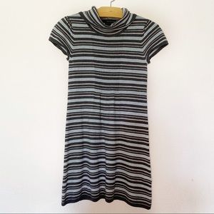 CALVIN KLEIN JEANS Mock Turtleneck Striped Dress